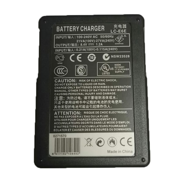LC-E6E LC E6E Batteriladdare för 5D2 5D3 60D 7D 70D LP-E6 LP-E6N Kamerabatteri 0.11 C