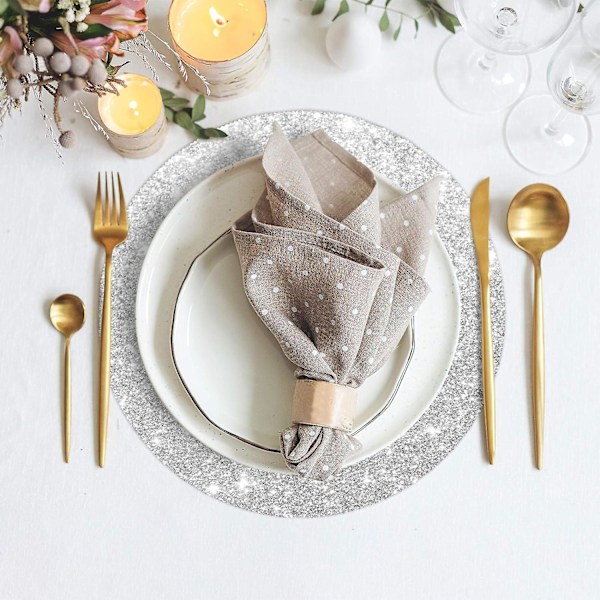 Silver Glitter-underlägg - Set om 6, 40cm