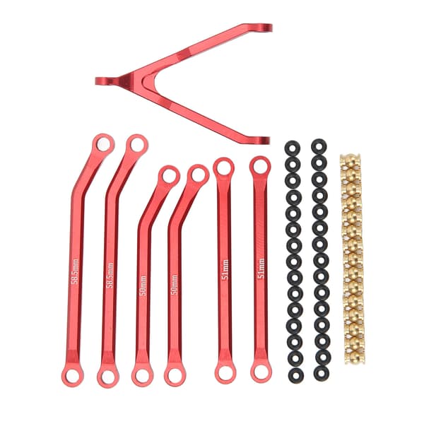 RC Tie Rod Kit Set Ball Head Support Tie Frame Rubber Loop RC Car Shell Accessories 1/24 for Axial Red