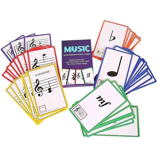 Musiknotsteori studiekort - memorera snabbt och lär dig noterna på notsystemet