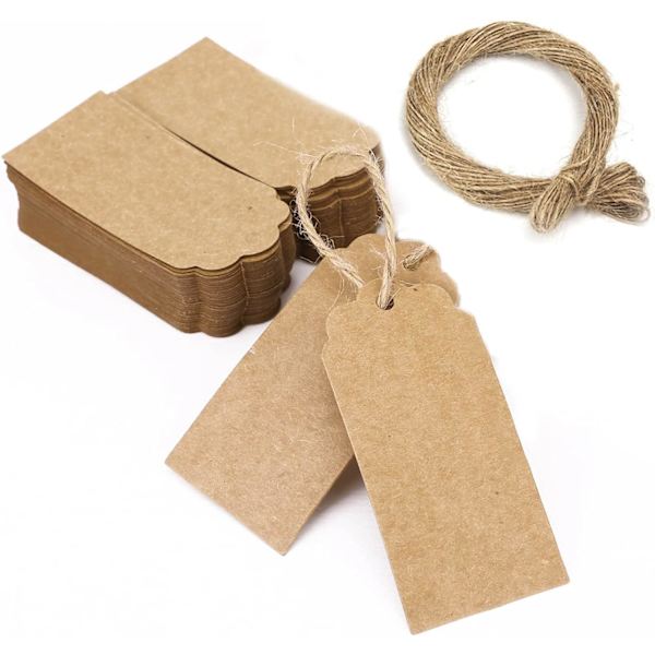 Ruskeat paperitarrat, 200 kpl ruskeat tarrat + 200 kpl narukyltti lahjatagit DXGHC