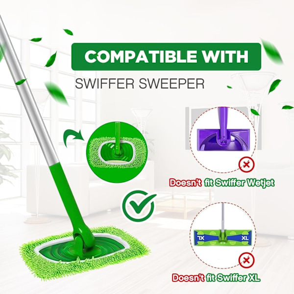 Återanvändbara moppdynor i mikrofiber, kompatibla med Swiffer Sweeper-ersättning för hushållsstädning 8