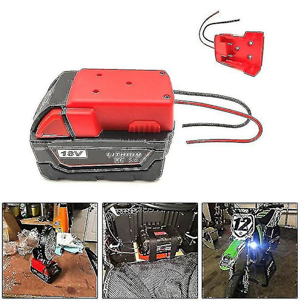 Batteriadapter för Milwaukee M18 Xc 18v till Dock Power 2-trådsutgång DIY