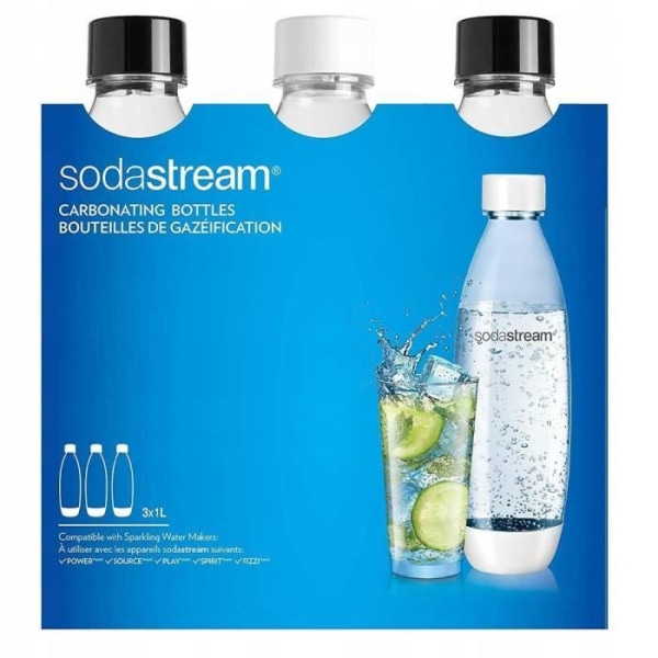 Sett med 3 Fuse 1L Sodastream-flasker