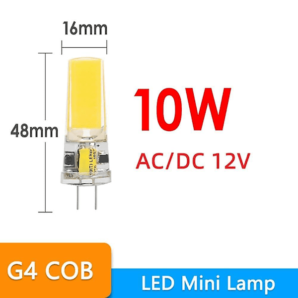 10 kpl G4 10W 1000lm Cob 2508 LED Bi-pin polttimo[qb]