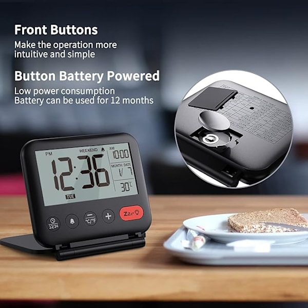 Resklocka Mini Bärbar LCD Digital Klocka C