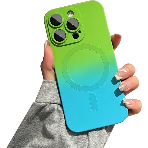 CQBB Magneettinen iPhone 13 Pro -kotelo [Yhteensopiva MagSafen kanssa] Gradienttiväri Söpö kotelo naisille ja miehille Pehmeä TPU Iskunkestävä kotelolla