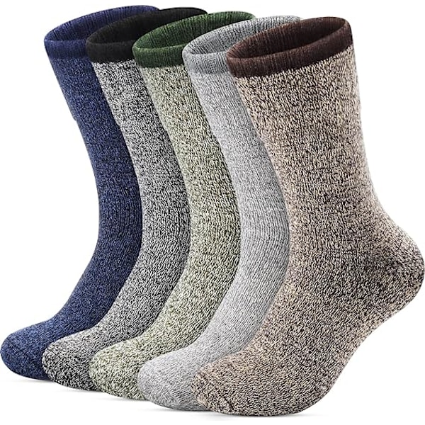 Varma ullstrumpor för män, mjuka termiska strumpor för män, tjocka yllestrumpor för män, vinter, mysiga vandringsstrumpor, casual crew boot-strumpor