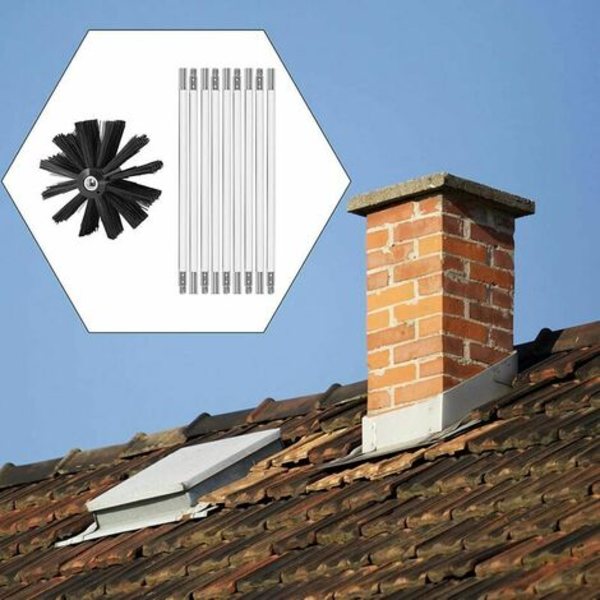 Skorstensrengöringskit, skorstensrengöringsverktyg borstar kit inklusive 9410 mm flexibla stänger och vedspisborsthuvuden