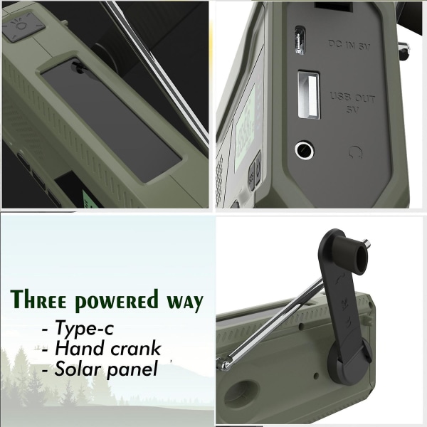 Bärbar Dab/fm-radio 4000mah Dynamo Solradio Solvradio Överlevnad Solradio Dab Radio USB-laddare med Nödlarm Väckarklocka