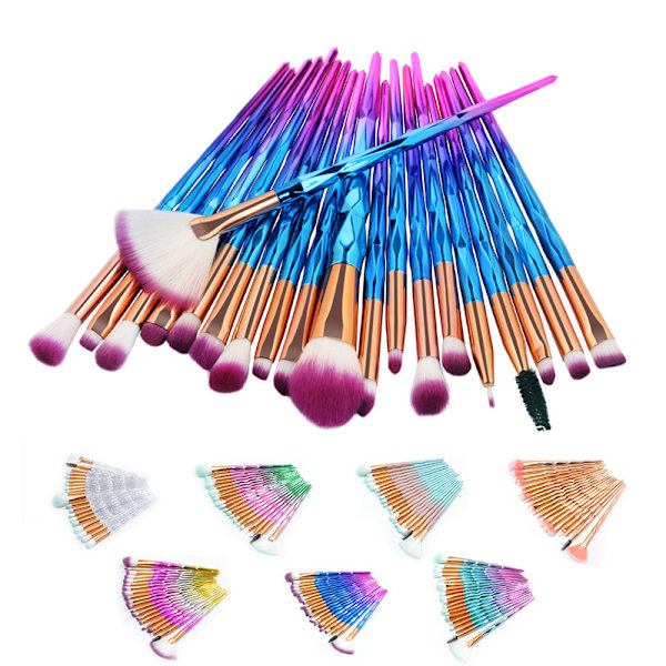 20 øjenskyggebørste makeup børste 6 farver farverig gradient farve sæt makeup værktøjer No. 2 Color
