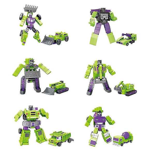 Transformerad Constructicon Devastator Set 6 i 1 Leksaker - Green
