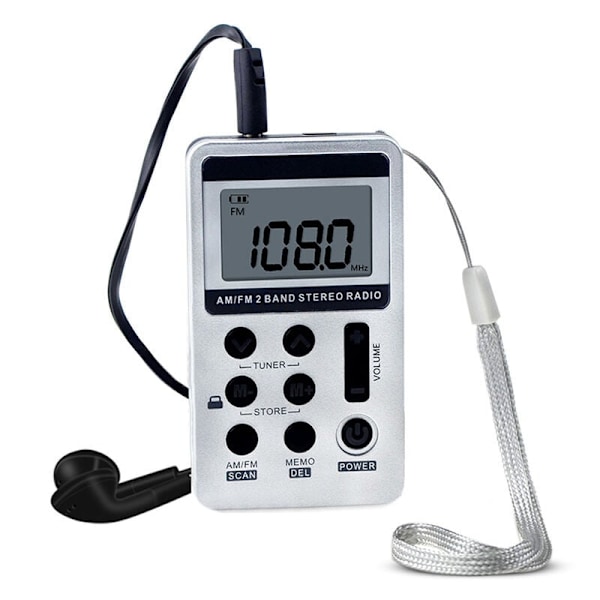 Mini bärbar silvergrå digital display litiumbatteriladdning liten radio USB-gränssnitt,