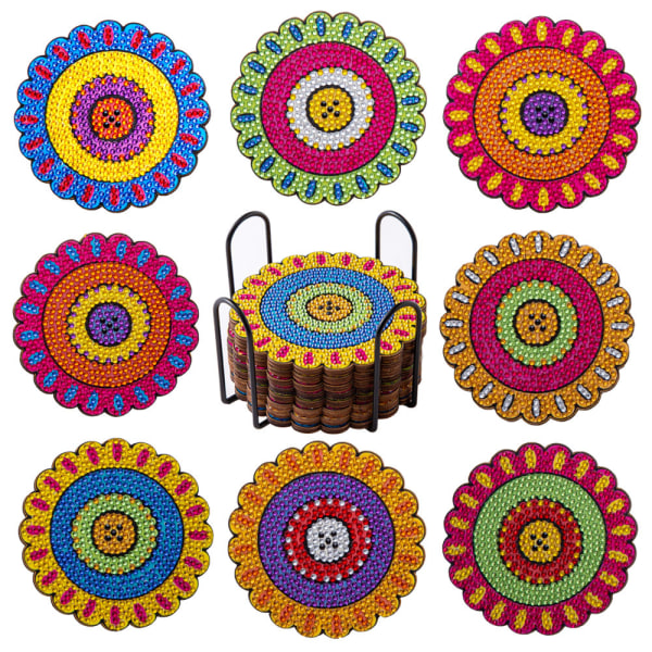 delar DIY Diamond Painting Coaster Set - Colorful Patterns, Co