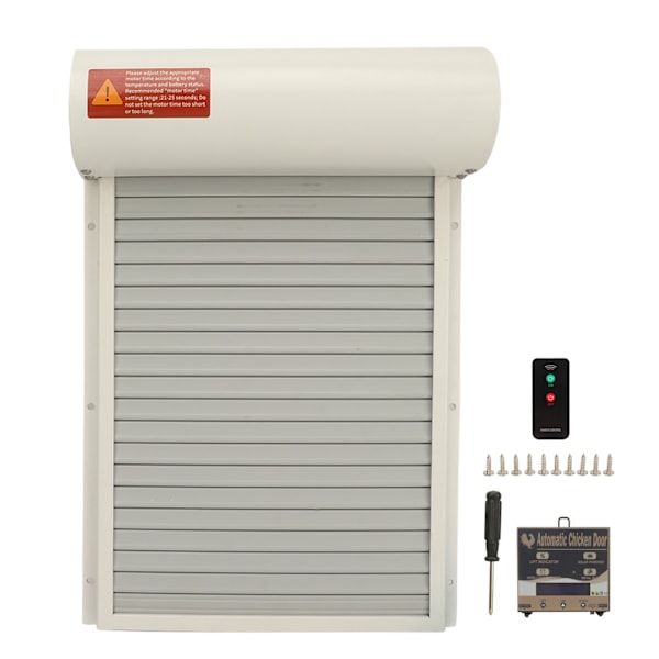 Automatisk hönshusdörröppnare Batteridriven Timer Ljussensor Fjärrkontroll LED-display Manuell Auto Hönsdörr Vit