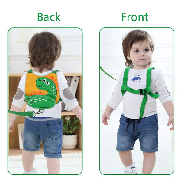 Anti-tabt håndled til småbørn - Sødt dinosaur babysele med armbånd, snor og rem til babygåture (opkald)