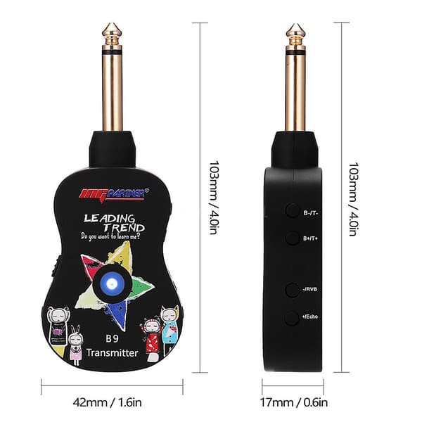 UHF B9 Bluetooth Trådløst Gitar Sender Mottaker System Oppladbart For Elektrisk Gitar Bass