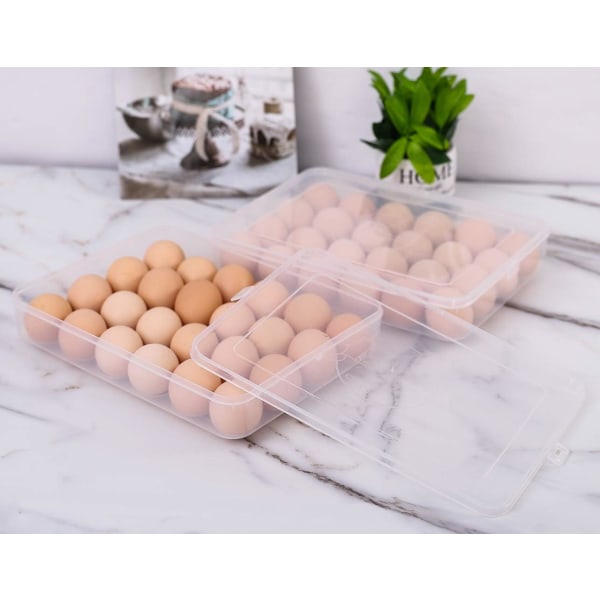 1-pakke køleskabsæggebakke med låg, gennemsigtig 24 æggebakke til organisering