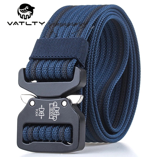 Retro Polis Taktisk Bälte Stark 1200D Äkta Nylon Militär Armébälte Rostfritt Metall Snabbspänne Qutdoor Arbetsbälte B Blue set 125cm Adjustable