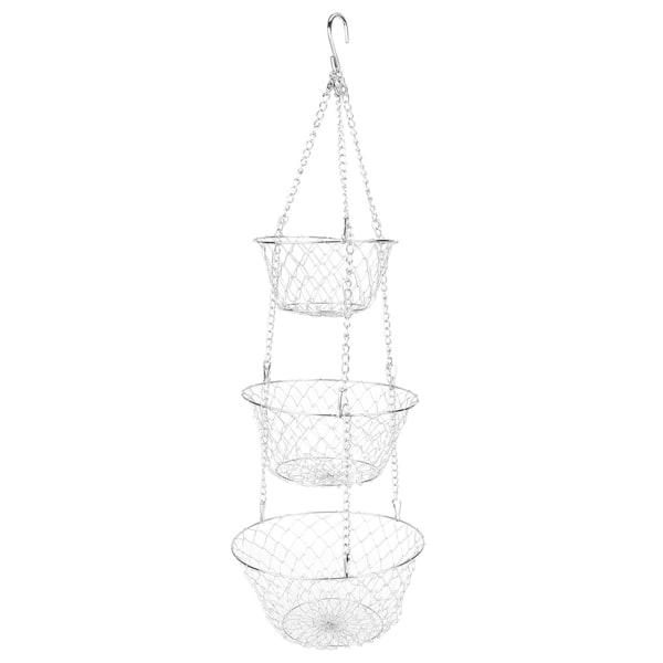 3-Tier Flower Basket Iron Wire Hanging Vegetable Storage Organizer Kitchen Supplies