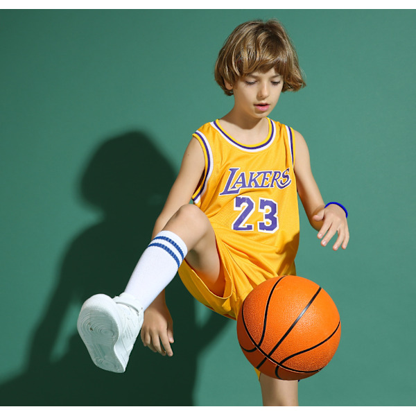 LeBron James No.23 Basketbolltröja Set Lakers Uniform för Barn Tonåringar -a XL (150-160CM)