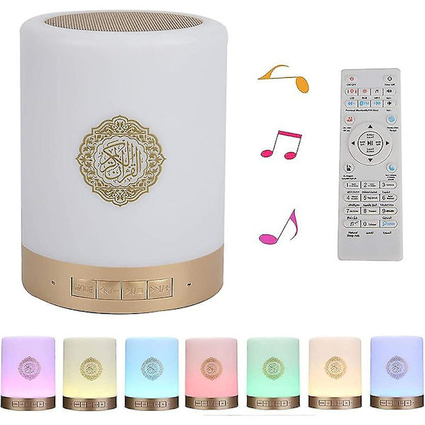 Koran-högtalare Bluetooth-högtalare med flera översättningar Smart Touch Bärbar LED-lampa med fjärrkontroll Mp3 Fm Radiohögtalare