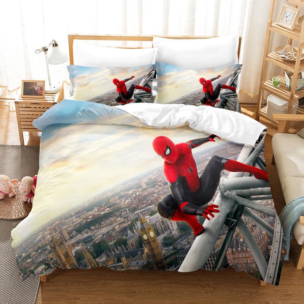 Digitalt Trykt Spiderman Sengetøj Tre Dele Sæt Drenge Marvel Amazon Cross-Border 3D Sengetøj D[qb]