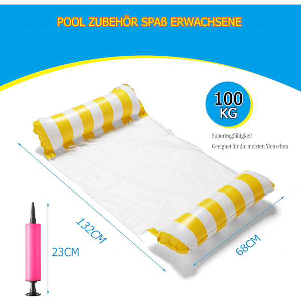 Set med uppblåsbara hängmattepoolflottar, premium poollounger, multifunktionell poolhängmatta, hängmattalounge för vatten