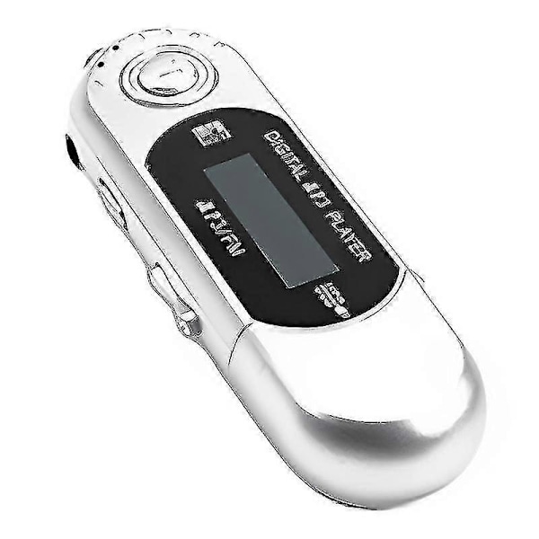 USB MP3-afspiller Bærbar Musikspiller Digital LCD-skærm 4GB Opbevaring FM-radio Multifunktionel MP3-musikspiller USB-stick Fk Silver