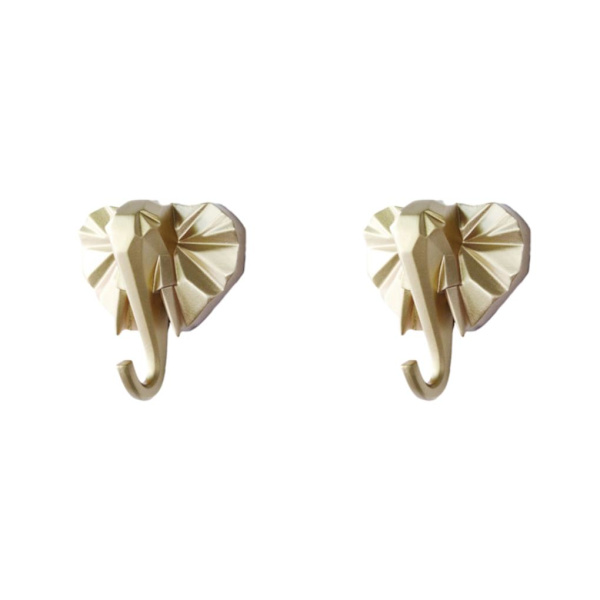 1/2/3/5 Vahva ja kestävä eläinpään avaimenkoukku yksinkertaiseen kultaan (elefantti) gold (elephant) 2 Set