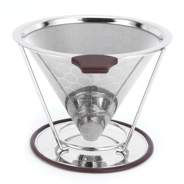 Kaffefilterholder i rustfrit stål, mesh-tragt, 1-6 kopper, køkkenredskaber{bt)
