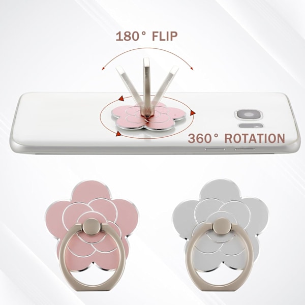 2 st Telefonringhållare Ställ Blomma Fingerring Grepp Ställ (Silver, Roséguld)