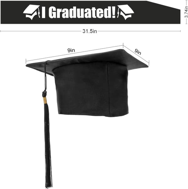 Kandidat Cap Student Cap Sort Hat og Kandidat Sjal til College