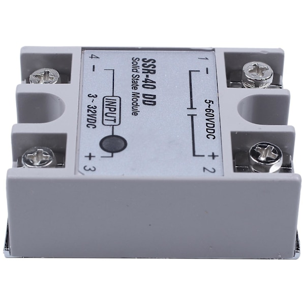 Yksivaiheinen puolijohderele DC-DC Ssr-40dd 40a Dc3-32v Dc5-60v Valkoinen+Hopea
