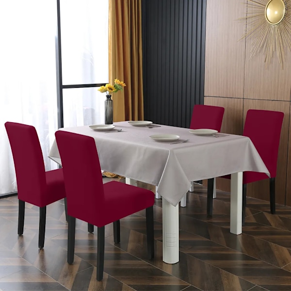 pcs Stretch Stolskydd - Tvättbara Stretch Matstolsöverdrag Red wine