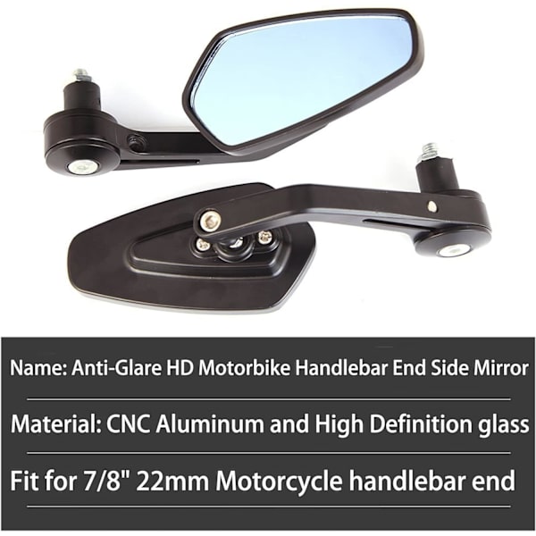 Heart Horse Motorcykel Spejle, 7/8\" 22mm Bar End Spejl, Anti-Refleks Sidespejle Spejle til Motorcykel Cruiser Scooter Ducati Yamaha Suzuki Kawasaki