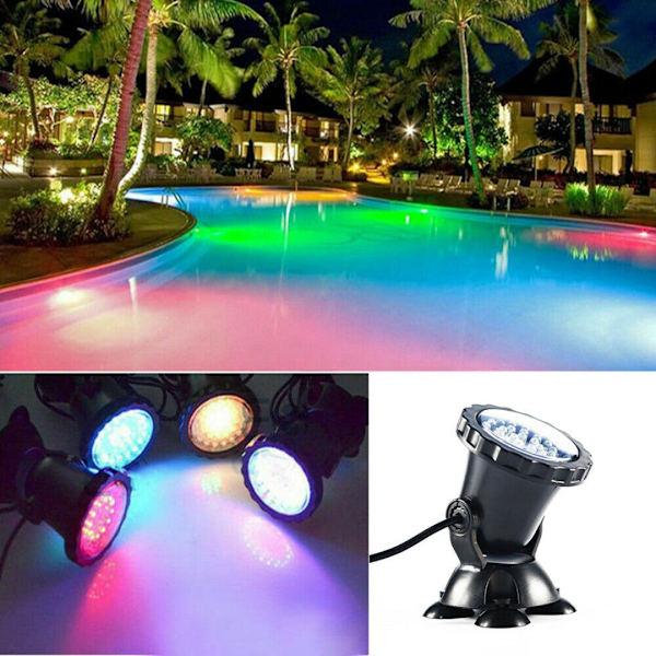 Vandafvisende undervandsbelysning med RGB-farver til akvarium (