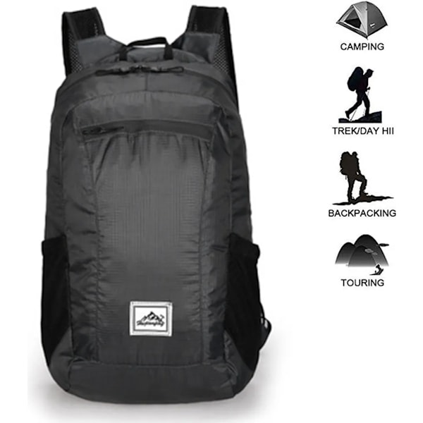 Foldbar Vanntett Turryggsekk Svart black