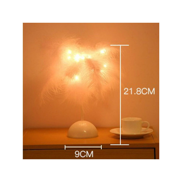 Kreativ fjäder bordslampa varmt vitt ljus träd fjäder lampa lock flicka LED bröllop dekoration lampa födelsedagspresent