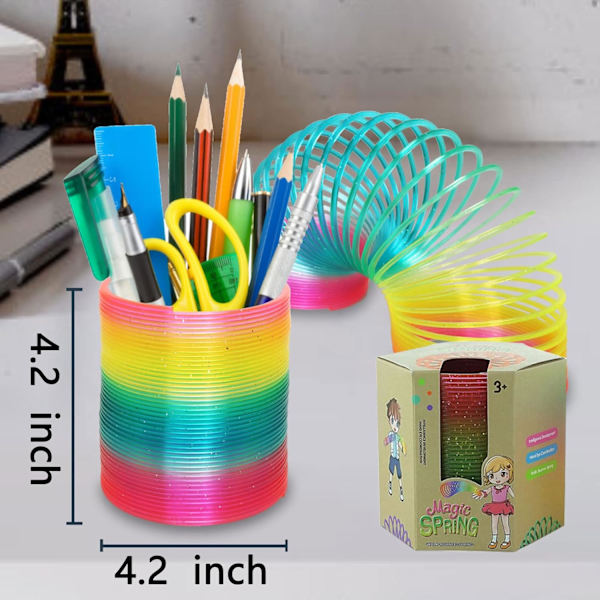 Magic Giant Rainbow Coil Toy - Jumbo Klassisk Flerfarget Spiralfjærleketøy for Gutter