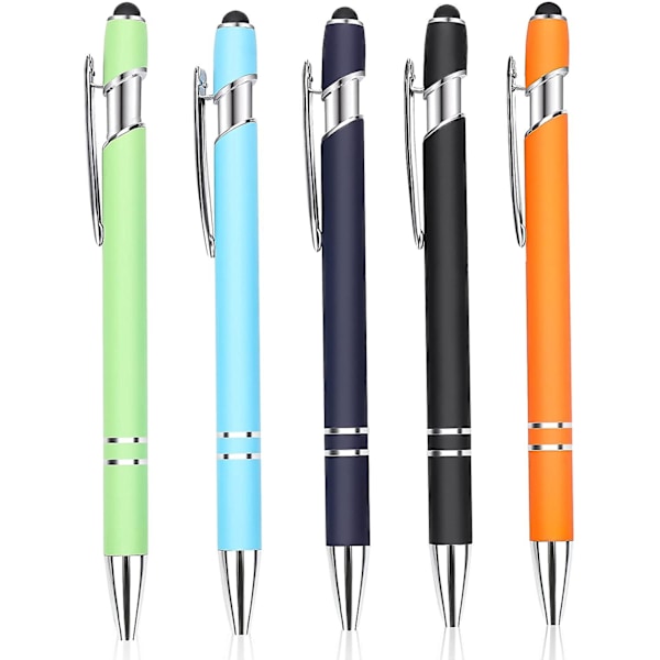 5 kuulakärkikynää kärjellä, musta muste hieno kärki, metallikynä, 2 in 1 stylus kuulakärkikynä[qb]