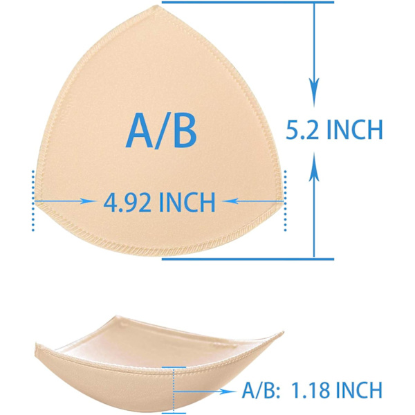 4 paria rintaliivien sisäpehmustetta, irrotettava urheilurintaliivin kuppi kolmio 4 paria beige 4 Pairs Beige B.C