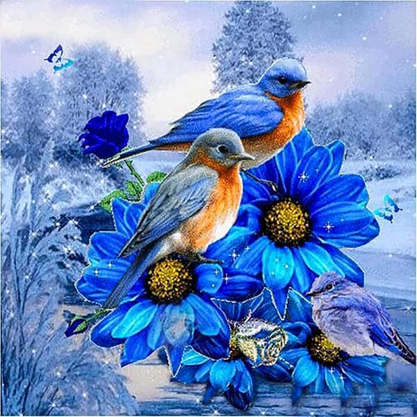 5D DIY Timanttimaalaus Peinture Kit Complete - Sinilinnut/30