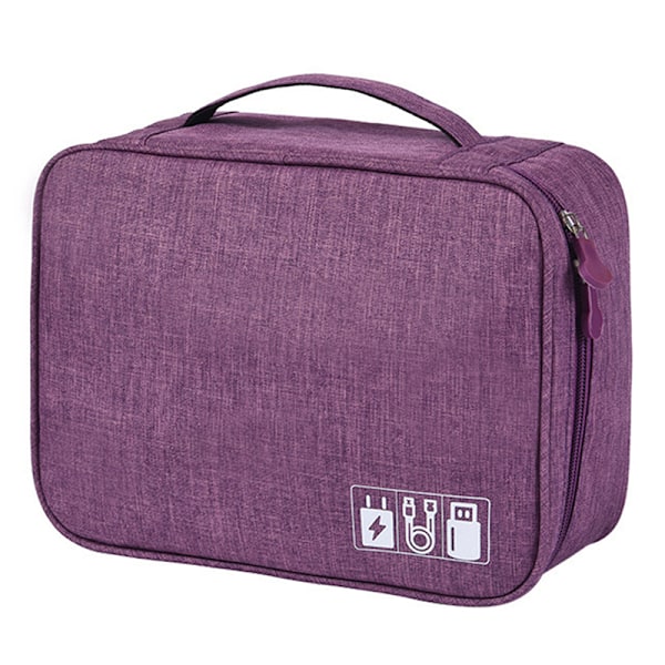Kaapelin säilytyspussi Kannettava USB-tietokaapelipussi Musta 1 kerros (24,5x10x18cm) Purple