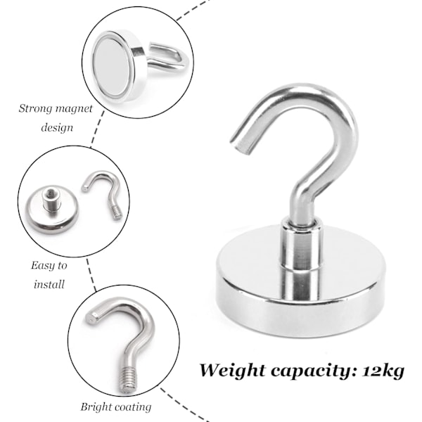 Pakke med magnetiske kroge, super stærke magnetiske kroge, små magnetiske ophæng, kraftige krydstogtkroge til hjem, skole, kontor, køkken, dør, køleskab