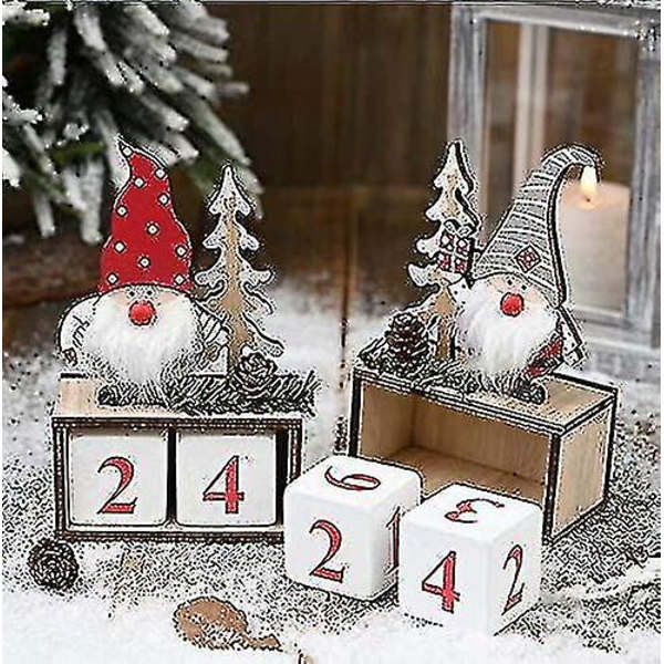 Nyårsgåva Tomte Dock Timer Nedräkning Julkalender God Jul Trä (grå hatt)