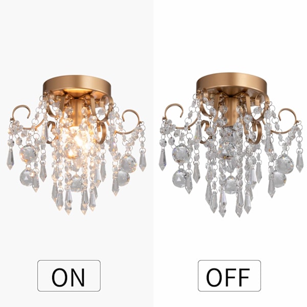 Mini krystall-lysekroner krystall taklampe liten gull nedfelt taklampe for inngang soverom bad hall garderobe E12