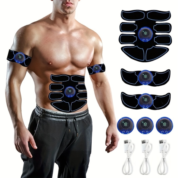 1/3/4 Set Bärbar Trådlös Abs Stimulator, EMS ABS Stimulator, USB Uppladdningsbar Bärbar Fitness för Träning Den Senaste Modellen 8 Lägen,