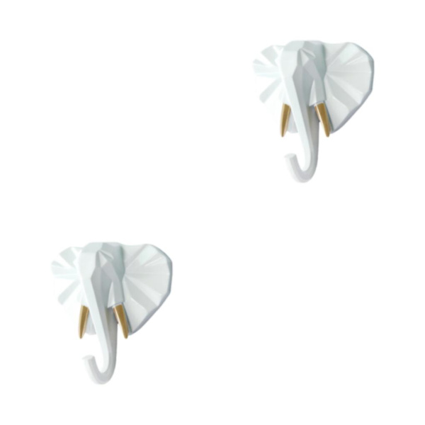 1/2/3/5 Vahva ja kestävä eläinpään avaimenkoukku yksinkertaiseen valkokultaan (elefantti White gold (elephant 2 Set
