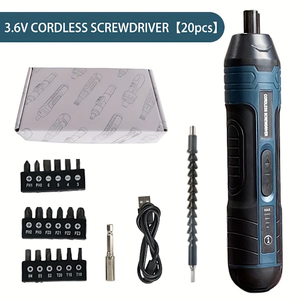 Set 3.6V Sladdlös skruvmejsel Sladdlös elektrisk skruvmejsel set Kraftfull skruvmejsel 4 vridmomentinställningar